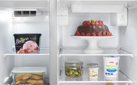 Food inside a refrigerator