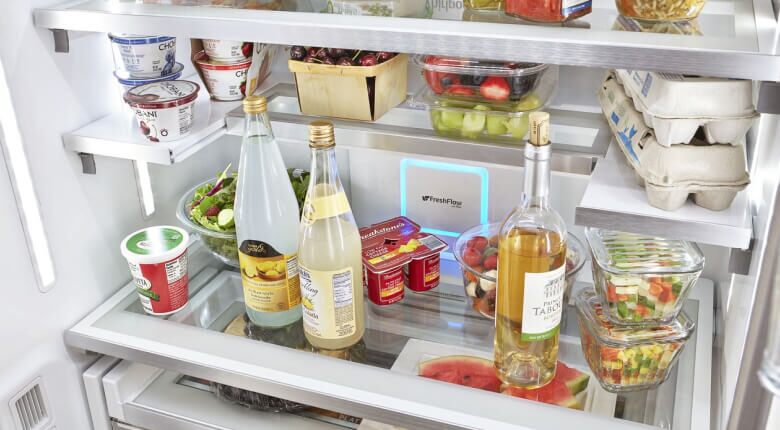 Pantry-style shelving inside a WhirlpoolÂ® refrigerator