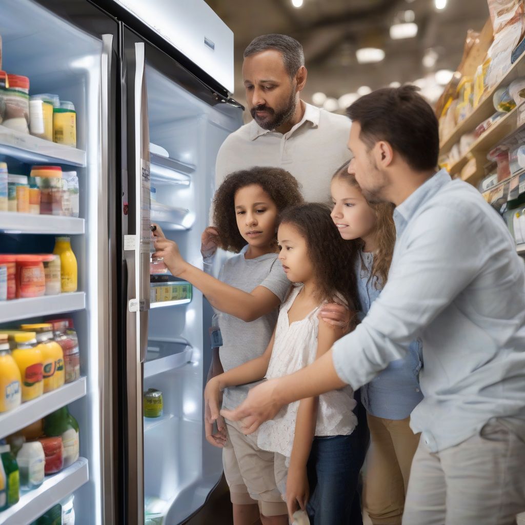 Family Choosing Energy-Efficient Refrigerator